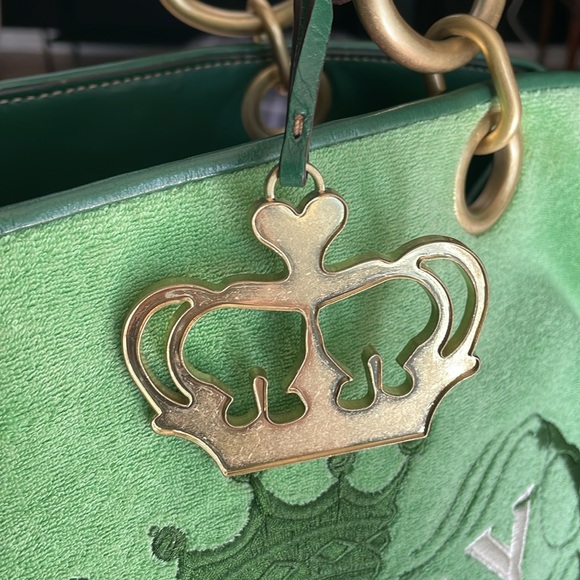Vintage Juicy Couture XL purse tote green terry “Juice Loves” - Picture 6 of 16
